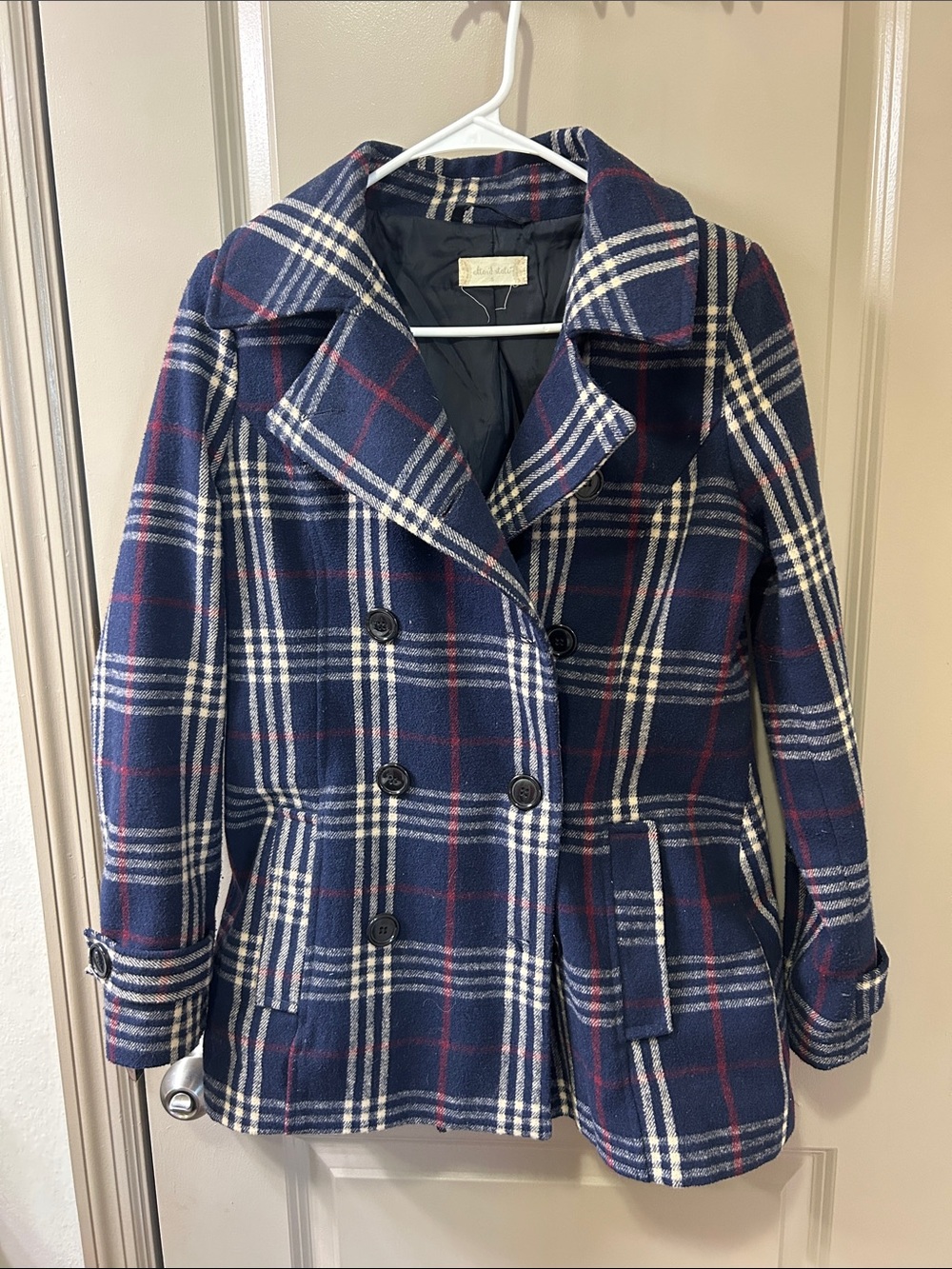 Altard State Wool Plaid Pea Coat